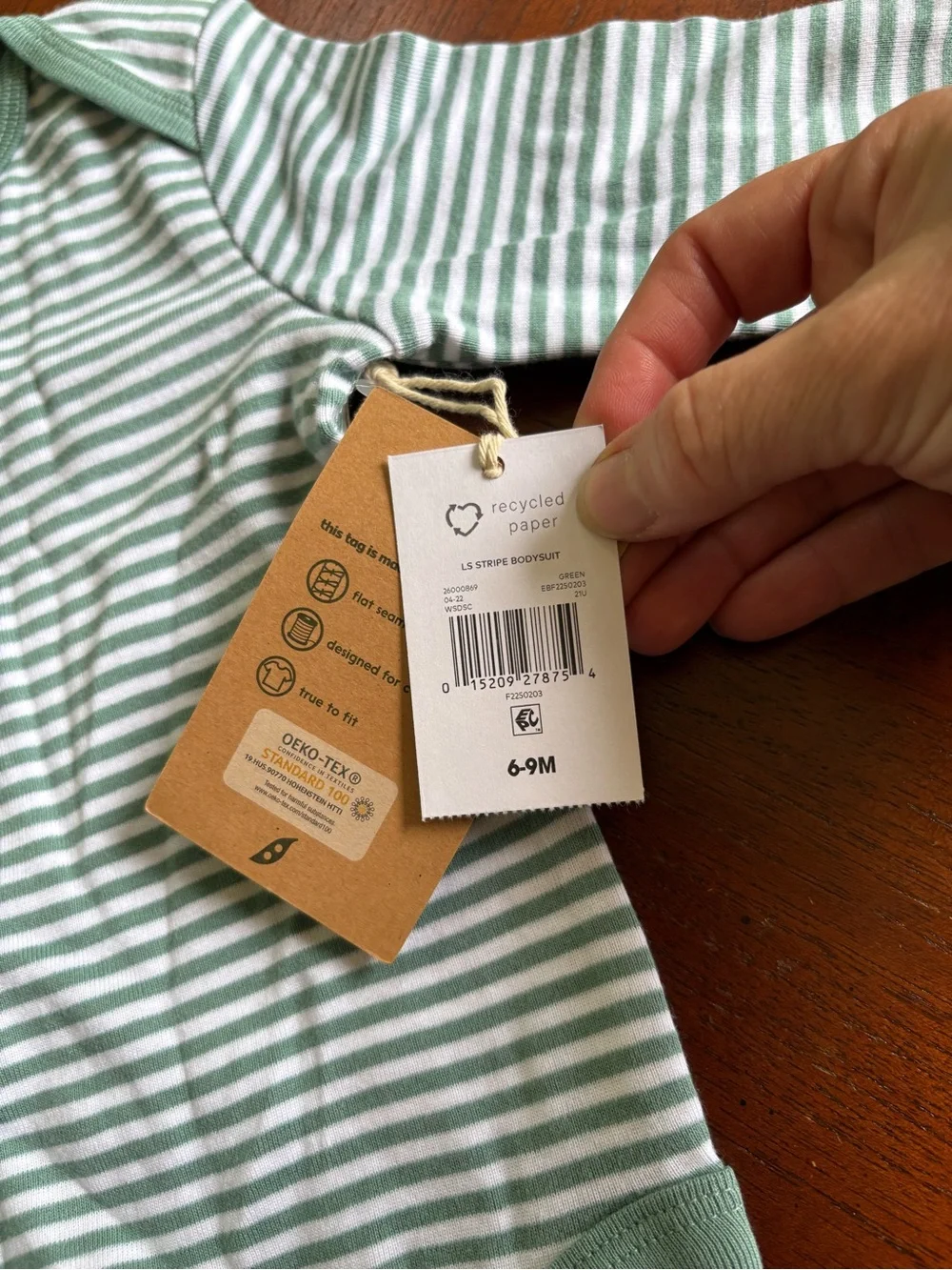 NWT Easy Peasy Organic Cotton Long-Sleeve Bodysuits - Rust & Sage Stripe TR10